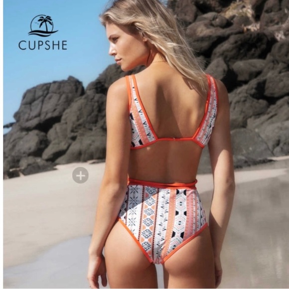 Orange Boho One-Piece Swimsuit size M - Picture 2 of 2